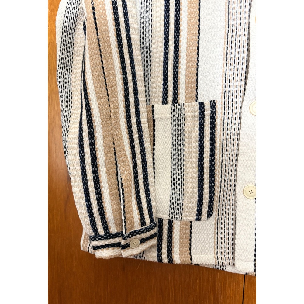 ZARA Mens Striped Button Up Shacket M Chore Style Versatile Made in Morocco‎ - Picture 5 of 12
